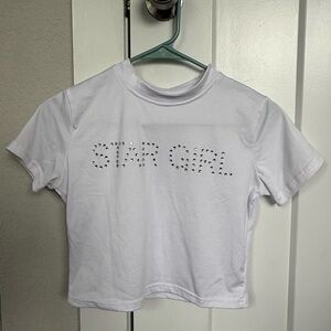SHEIN White Short Sleeve Tee Star Girl